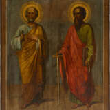 A VERY LARGE ICON SHOWING THE APOSTLES PETER AND PAUL FROM A CHURCH ICONOSTASIS - photo 1
