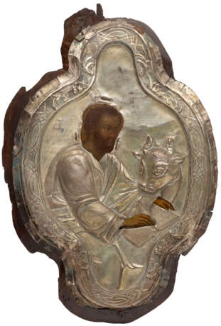 AN ICON SHOWING ST. LUKE THE EVANGELIST WITH OKLAD - Foto 1