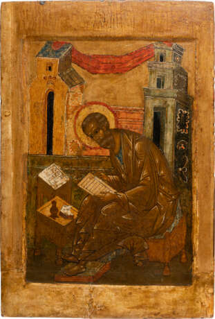 A FINE AND LARGE ICON SHOWING ST. MATTHEW THE EVANGELIST FROM A ROYAL DOOR - photo 1