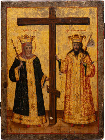 AN ICON SHOWING STS. CONSTANTINE AND HELENA - фото 1