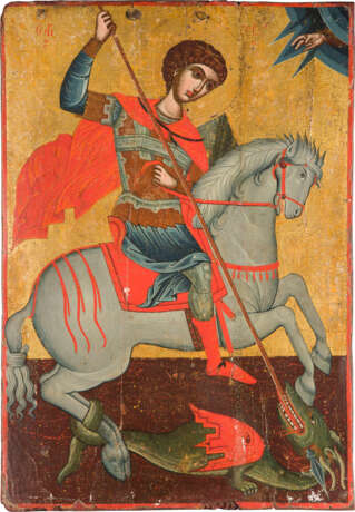 A MONUMENTAL ICON SHOWING ST. GEORGE SLAYING THE DRAGON - photo 1
