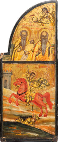 A WING OF A TRIPTYCH SHOWING ST. STYLIANOS, HARALAMPOS AND DEMETRIUS - фото 1