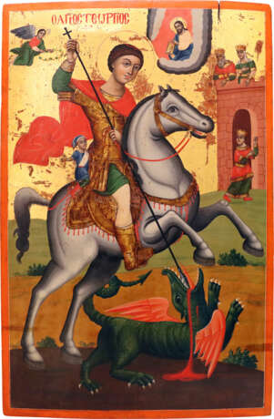 A LARGE ICON SHOWING ST. GEORGE KILLING THE DRAGON - photo 1