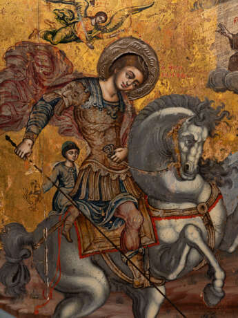 A LARGE AND VERY FINE SIGNED ICON SHOWING ST. GEORGE KILLING THE DRAGON - Foto 4