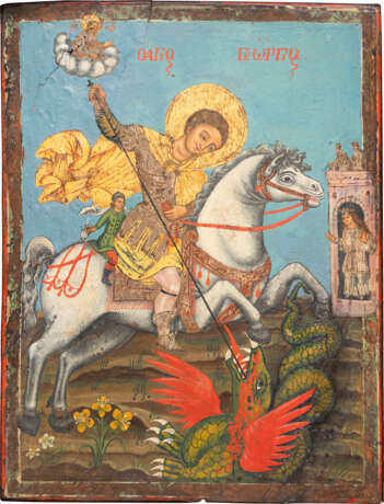 AN ICON SHOWING ST. GEORGE KILLING THE DRAGON - photo 1