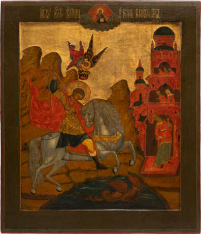 A LARGE ICON SHOWING ST. GEORGE KILLING THE DRAGON - фото 1