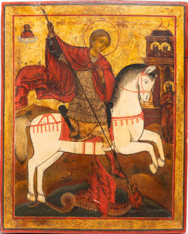A LARGE ICON SHOWING ST. GEORGE SLAYING THE DRAGON - фото 1