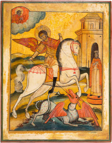 A LARGE ICON SHOWING ST. GEORGE KILLING THE DRAGON - Foto 1