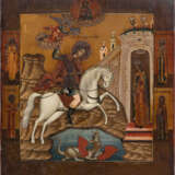 A LARGE ICON SHOWING ST. GEORGE KILLING THE DRAGON - Foto 1