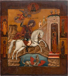 A LARGE ICON SHOWING ST. GEORGE KILLING THE DRAGON