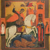 A LARGE ICON SHOWING ST. GEORGE SLAYING THE DRAGON - photo 1