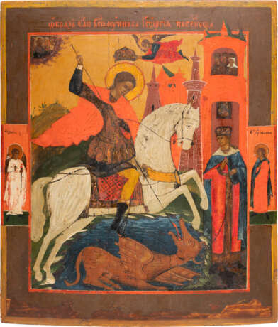A LARGE ICON SHOWING ST. GEORGE SLAYING THE DRAGON - Foto 1