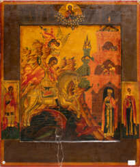 A LARGE ICON SHOWING ST. GEORGE KILLING THE DRAGON