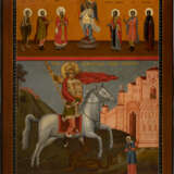 A MONUMENTAL ICON SHOWING ST. GEORGE KILLING THE DRAGON, THE ARCHANGEL MICHAEL AND SELECTED SAINTS - фото 1