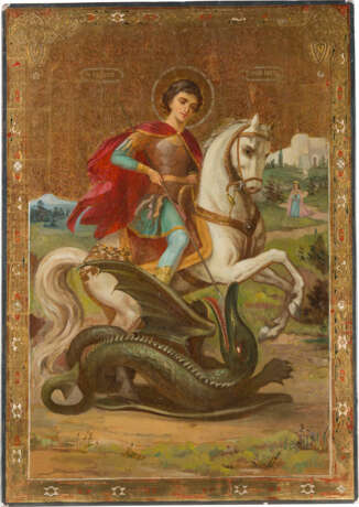 A MONUMENTAL ICON SHOWING ST. GEORGE KILLING THE DRAGON - Foto 1