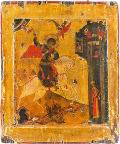 AN ICON SHOWING ST. GEORGE KILLING THE DRAGON - photo 1