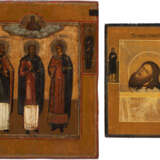 TWO ICONS SHOWING THE HEAD OF ST. JOHN THE FORERUNNER AND STS. SAMON, GURI AND AVIV - Foto 1