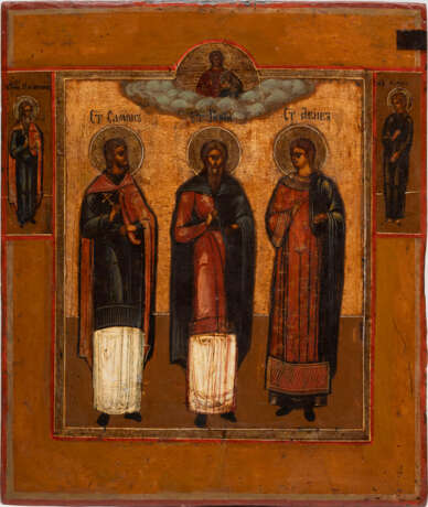 TWO ICONS SHOWING THE HEAD OF ST. JOHN THE FORERUNNER AND STS. SAMON, GURI AND AVIV - фото 2