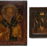 TWO ICONS SHOWING ST. NICHOLAS OF MYRA AND STS. SAMON, GURIY AND AVIV - photo 1