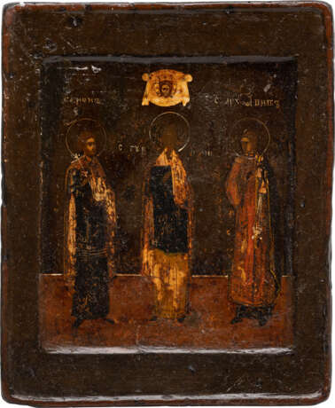 TWO ICONS SHOWING ST. NICHOLAS OF MYRA AND STS. SAMON, GURIY AND AVIV - фото 3