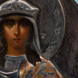 A RARE AND FINE ICON SHOWING ST. BARBARA WITH AN ENAMELLED SILVER OKLAD - photo 6