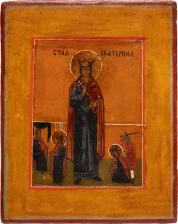 TWO SMALL ICONS SHOWING ST. CATHERINE AND SELECTED SAINTS - photo 3