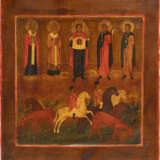 AN ICON SHOWING STS. FLORUS, LAURUS, MODEST AND BLAISE - ANIMAL PATRONS - фото 1