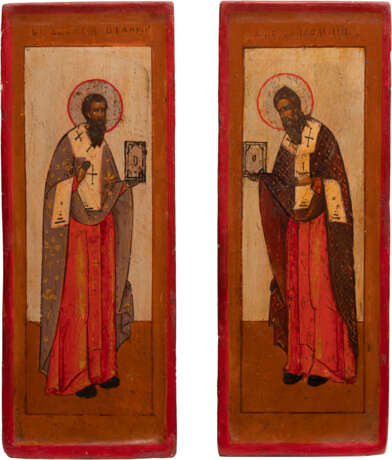 TWO FRAGMENTS OF AN ICON SHOWING STS. BASIL THE GREAT AND CHARALAMPOS - фото 1