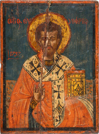 TWO SMALL ICONS SHOWING ST. ELEUTHERIOS AND THE EVANGELIST ST. LUKE - photo 3