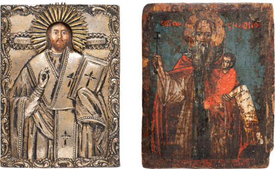 TWO SMALL ICONS SHOWING ST. STYLIANOS AND ELEUTHERIOS - фото 1