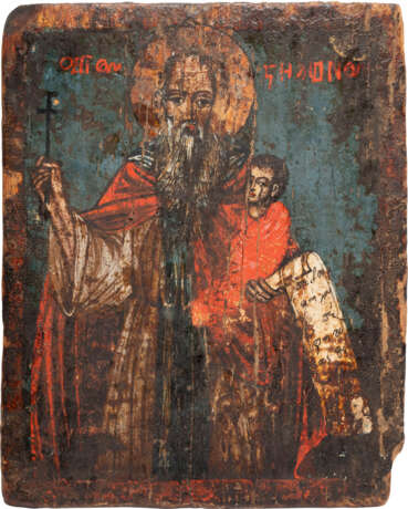 TWO SMALL ICONS SHOWING ST. STYLIANOS AND ELEUTHERIOS - фото 3