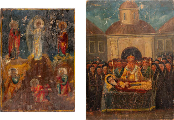 TWO ICONS SHOWING THE TRANSFIGURATION OF CHRIST AND THE DORMITION OF A MONK - Foto 1