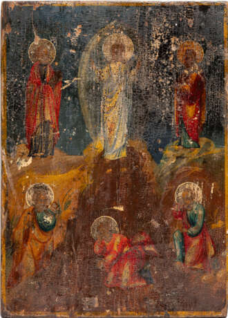 TWO ICONS SHOWING THE TRANSFIGURATION OF CHRIST AND THE DORMITION OF A MONK - photo 2