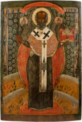 A MONUMENTAL ICON SHOWING ST. NICHOLAS OF MOZHAYZK FROM A CHURCH ICONOSTASIS