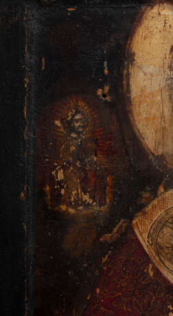 A VERY FINE ICON SHOWING ST. NICHOLAS OF MYRA WITH A SILVER-GILT OKLAD - Foto 8