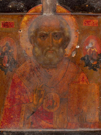 AN ICON SHOWING ST. NICHOLAS OF MYRA WITH OKLAD FROM THE PROPERTY OF THE STATE HISTORICAL MUSEUM - photo 13