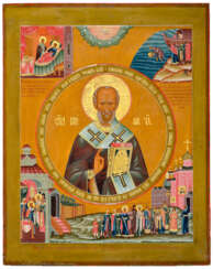 A RARE AND MONUMENTAL ICON SHOWING ST. NICHOLAS OF LIPNO