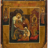THREE ICONS: A MINIATURE ICON SHOWING THE NATIVITY OF THE MOTHER OF GOD, THE SMOLENSKAYA MOTHER OF GOD AND ST. NICHOLAS OF MYRA - Foto 3