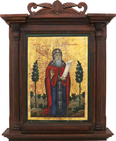 A LARGE MELKITE ICON SHOWING ST. ANTOINE WITHIN KYOT - фото 1
