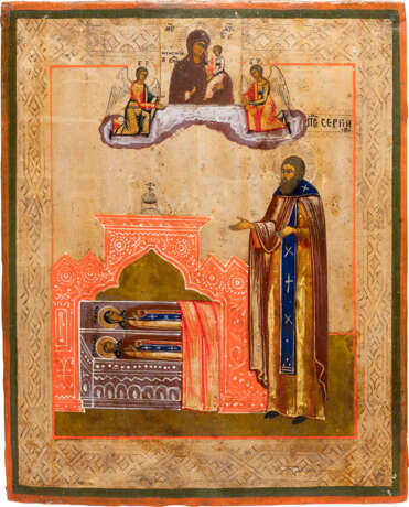 AN ICON SHOWING ST. SERGEY OF RADONEZH AT THE TOMB OF HIS PARENTS - photo 1