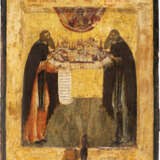 AN ICON SHOWING THE MONASTIC SAINTS ZOSIMA AND SAVATII, FOUNDERS OF THE SOLOVETSKI MONASTERY - фото 1