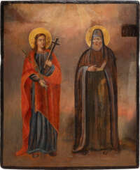 AN ICON SHOWING STS. EUFIMIA AND SERGEY OF RADONEZH