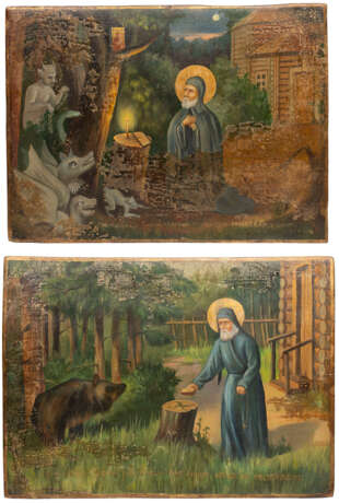 A PAIR OF ICONS SHOWING SCENES FROM THE LIFE OF ST. SERAPHIM OF SAROV - фото 1