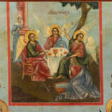 A MONUMENTAL ICON SHOWING THE OLD TESTAMENT TRINITY AND STS. BORIS AND GLEB FROM A CHURCH ICONOSTASIS - Foto 4