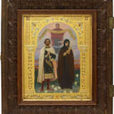 A SMALL ICON SHOWING ST. THEODOR TIRON AND ST. EVGENIA - фото 1