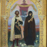 A SMALL ICON SHOWING ST. THEODOR TIRON AND ST. EVGENIA - фото 2