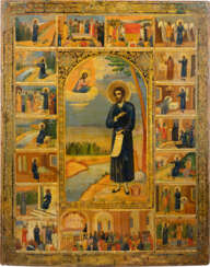 A MONUMENTAL VITA ICON OF ST. SIMEON OF VERKHOTURYE WITH SCENES FROM HIS LIFE