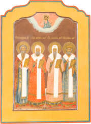 AN ICON SHOWING FOUR SELECTED SAINTS