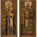 A PAIR OF MONUMENTAL ICONS SHOWING THE METROPOLITANS OF MOSCOW STS. PETER AND IONA FROM A CHURCH ICONOSTASIS - Foto 1