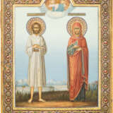 A LARGE DATED ICON SHOWING ST. ALEXIUS, MAN OF GOD AND ST. MARY MAGDALENE - фото 1